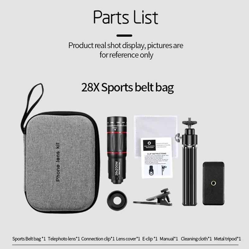 TOKOHANSUN 28X Mobile Phone Monocular Telescope Lens &ndash; Zoom black