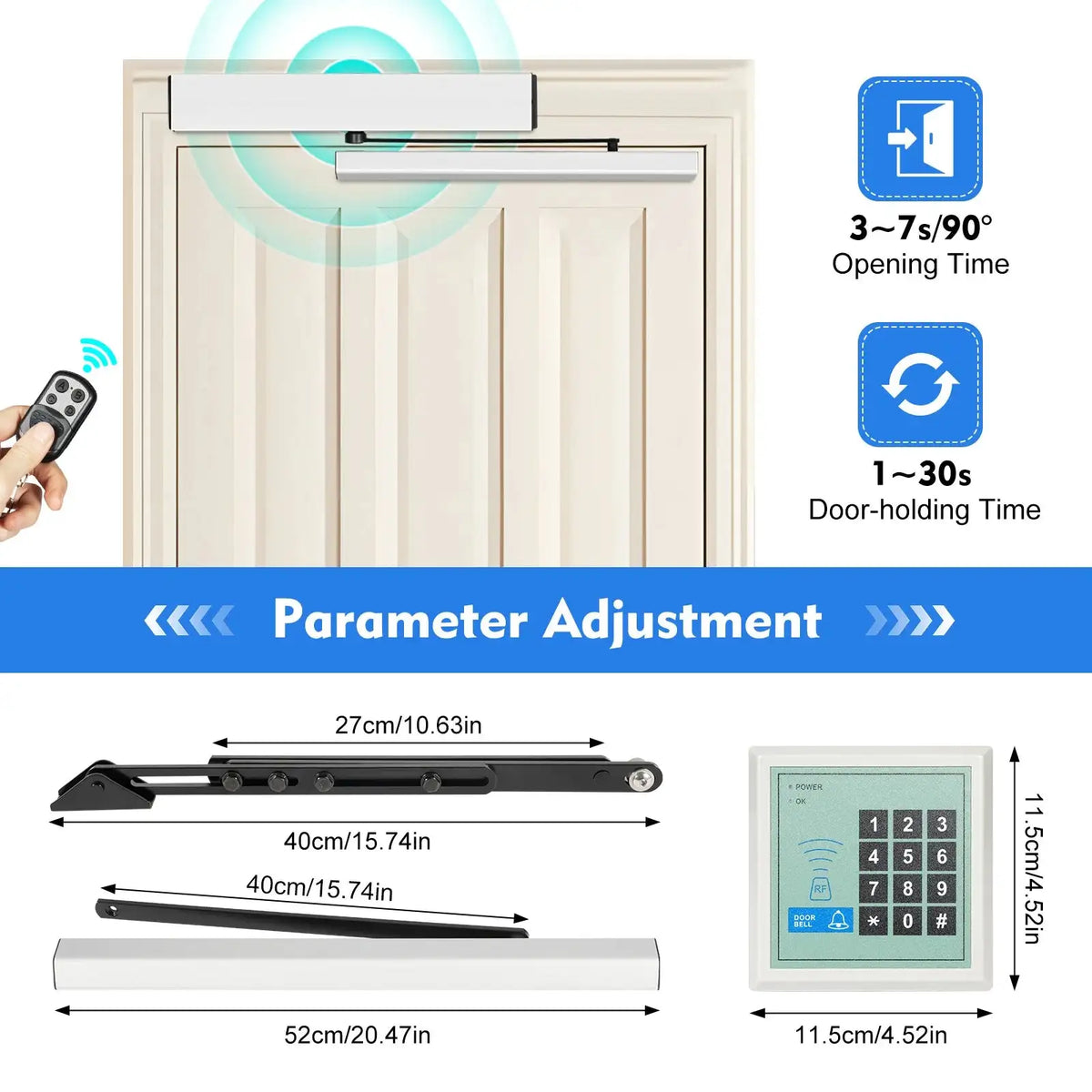 50W Automatic Door Opener &ndash; 220 Lb, 120 Degree Opening