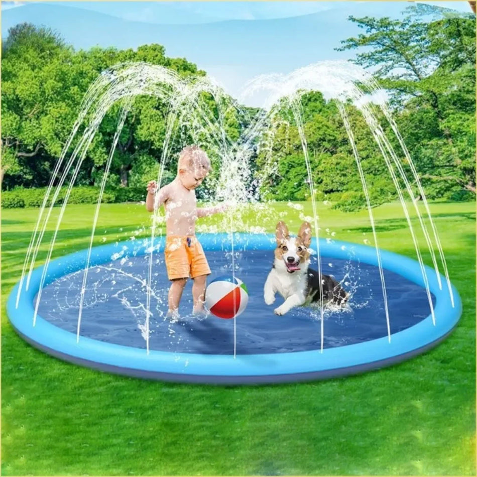 Antislip huisdier spattenmat met sprinkler, 100cm buiten water speelmat voor honden en kinderen gemaakt van PVC