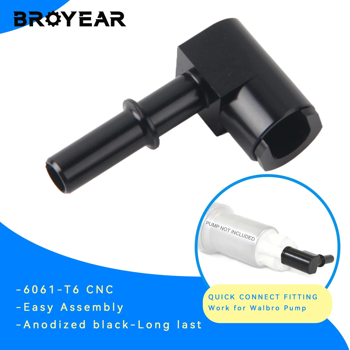 CNC Aluminum Fuel Pump Fitting For Walbro 5/16 3/8 Anodized Black by InterCyprus Trading Ltd
