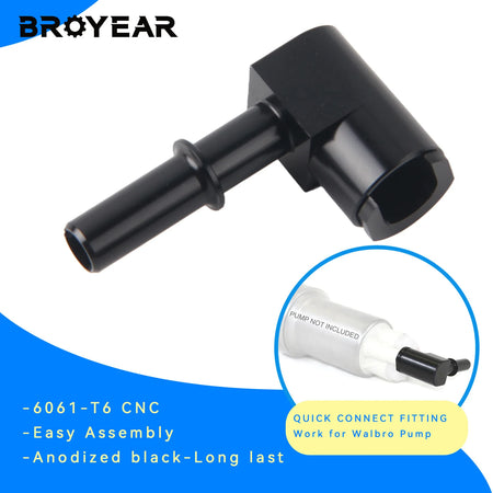 CNC Aluminum Fuel Pump Fitting For Walbro 5/16 3/8 Anodized Black by InterCyprus Trading Ltd