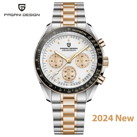 Luxury Men's Quartz Chronograph Watch - PAGANI DESIGN 2025 Silver Gold / CHINA