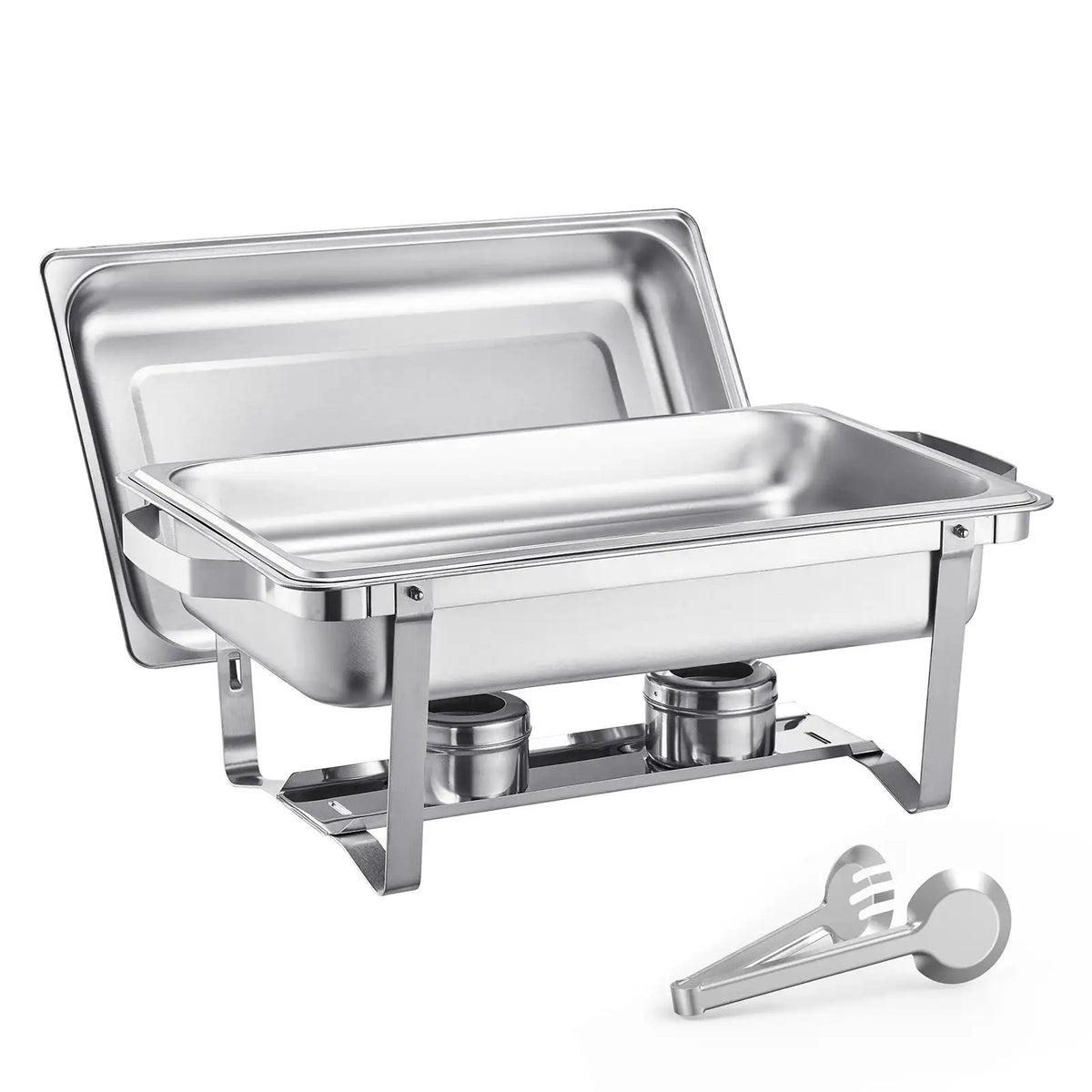 8 Qt Chafing Dish Set 2 Full Size 4 Half Pans Silvery 4pcs / GERMANY