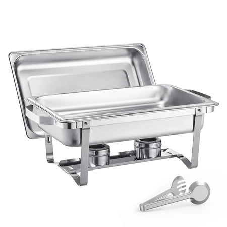 8 Qt Chafing Dish Set 2 Full Size 4 Half Pans Silvery 4pcs / GERMANY