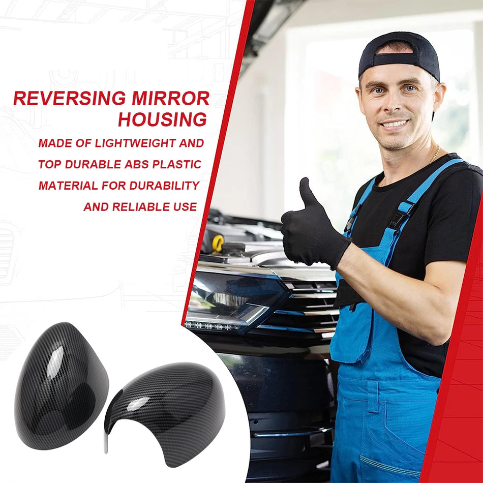 2Pcs Side Wing Mirror Cover Cap For Mini Cooper R50 R52 R53