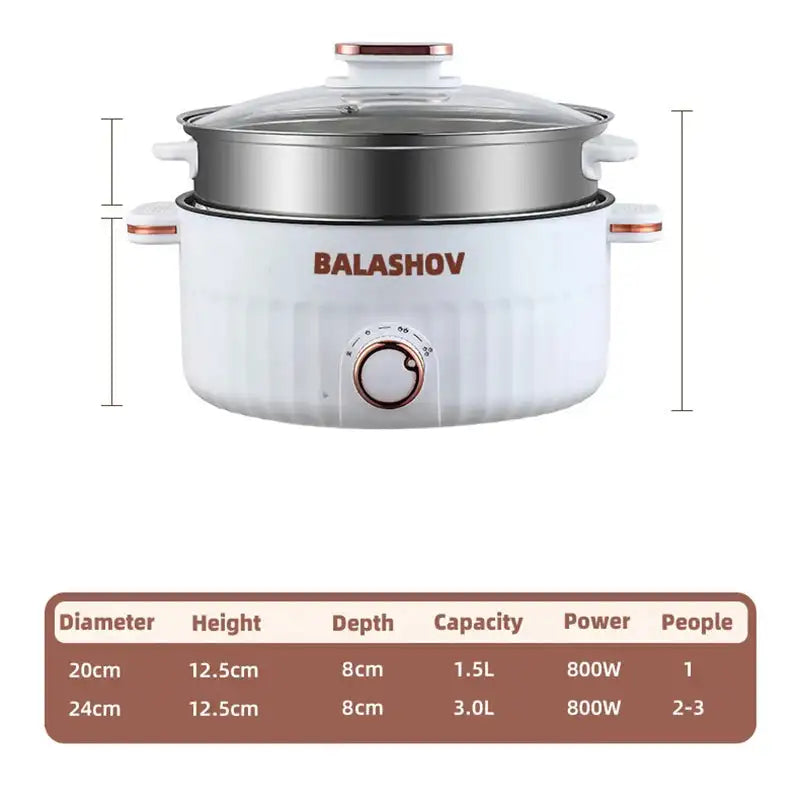 Electric Multi Cooker For Hot Pot Frying Double Layer Soup