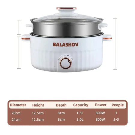 Electric Multi Cooker For Hot Pot Frying Double Layer Soup