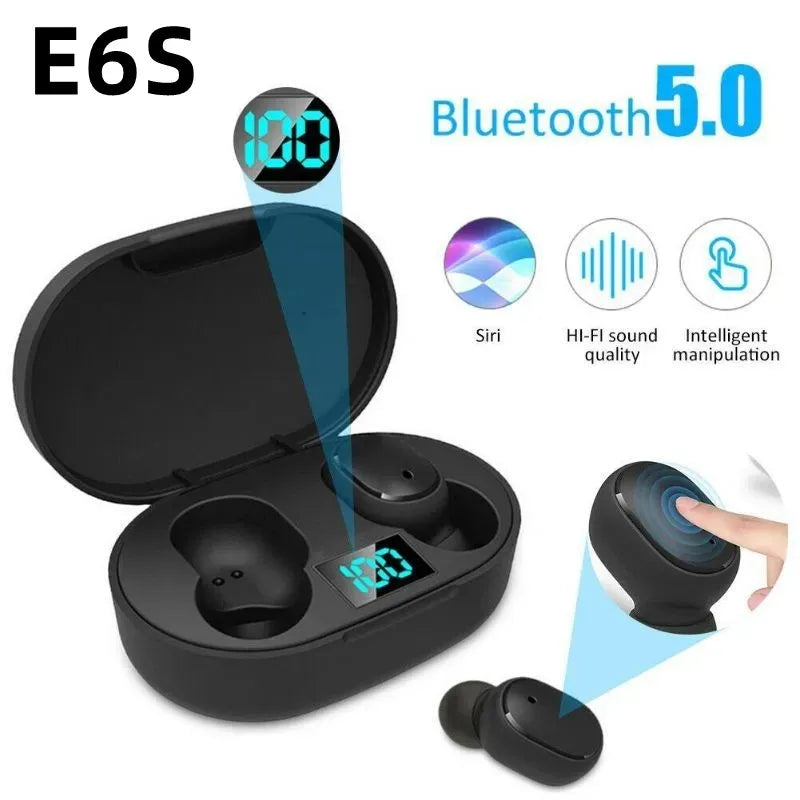🟠 e6s TWS Bluetooth Earphones Ασύρματο ακουστικό ακουστικών Bluetooth Ακύρωση ακουστικών με ακουστικά μικροφώνου για Xiaomi Samsung