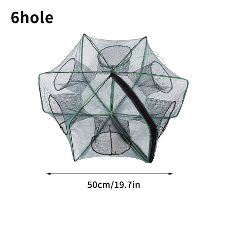Foldable Fish &amp; Crab Trap: 6 &amp; 8-Hole Automatic Crayfish Catcher 6hole 50cm / as show