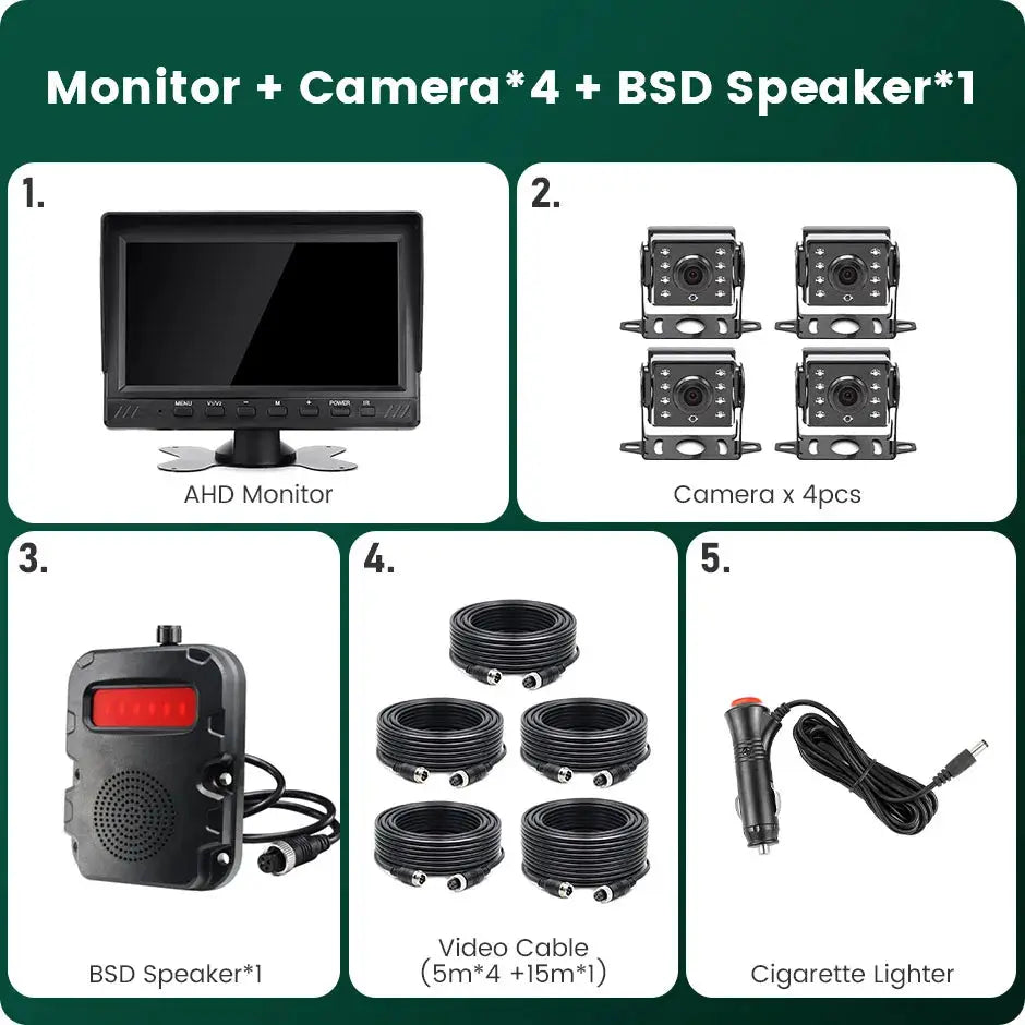7 Inch 4CH DVR Monitor With AI Blind Spot Radar And IR Camera by InterCyprus Trading Ltd