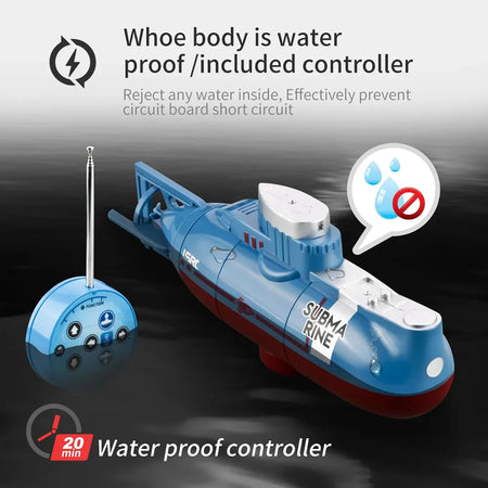 Mini RC High-Speed Waterproof Submarine - Remote Control Electric Boat