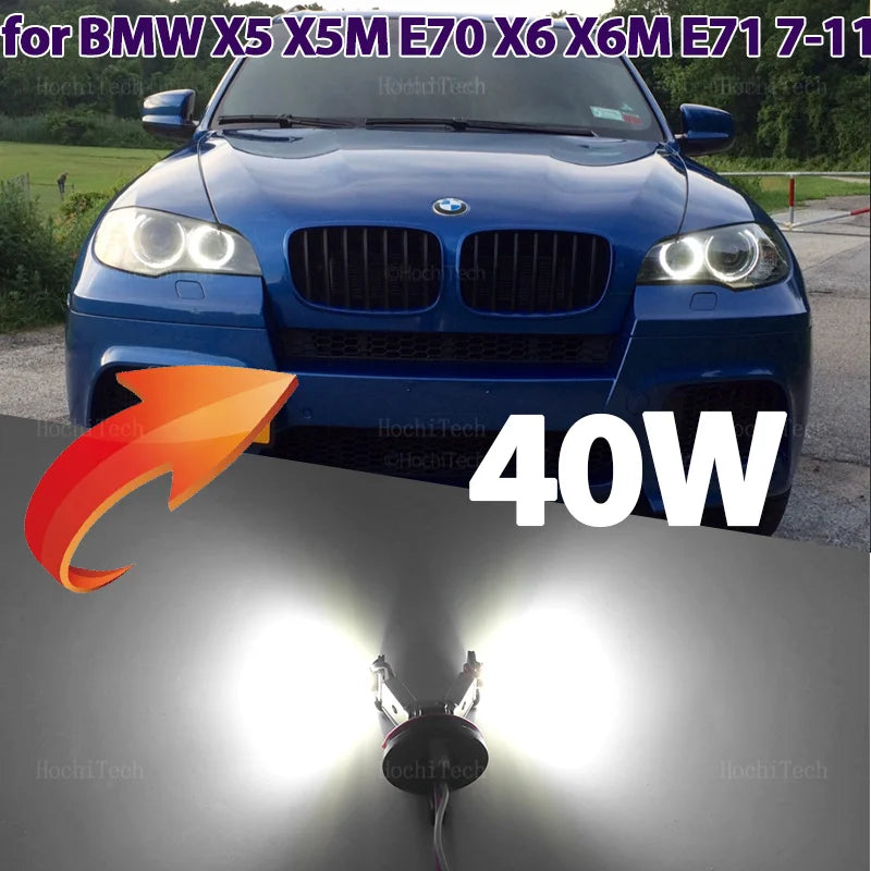 Luces de anillo de ojo de ángel LED de aluminio para BMW X5 X6 E70 E71 E72 blancas H8