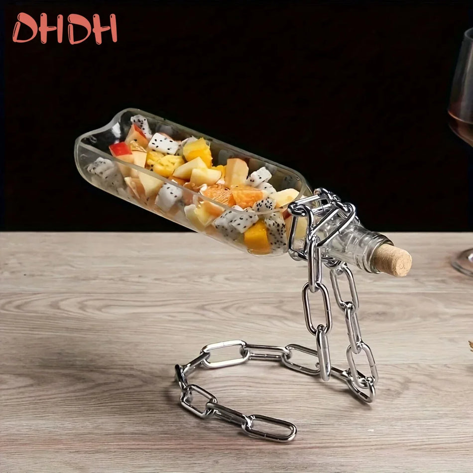 Eisenkette Weinflaschenhalter, hängendes Regal für die Küchenaufbewahrung