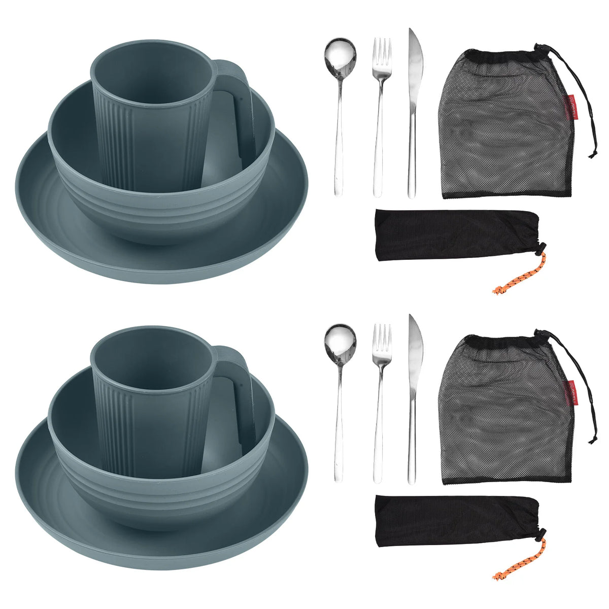 Camping Utensils Set 2 Wheat Straw Mess Kit &ndash; Lightweight 2sets 3