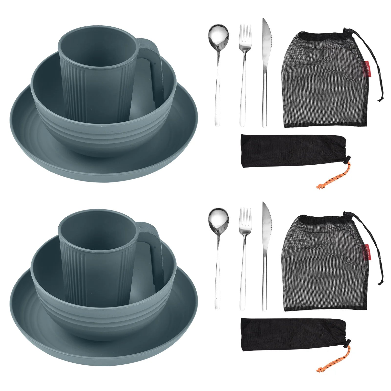 Camping Utensils Set 2 Wheat Straw Mess Kit &ndash; Lightweight 2sets 3