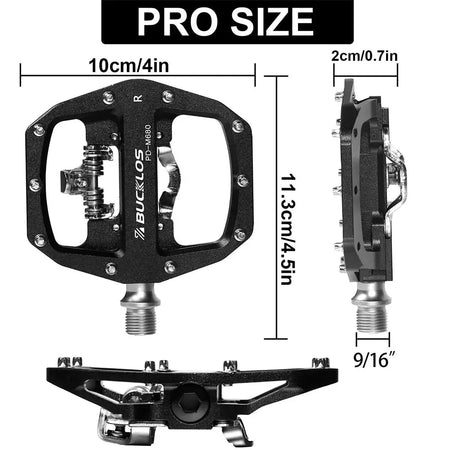 BUCKLOS Clipless Pedal Self-locking MTB Pedal for SPD System Mountain Bike Mixed Pedals Dual Lock/Flat Pedals with MTB Cleat by InterCyprus Trading Ltd