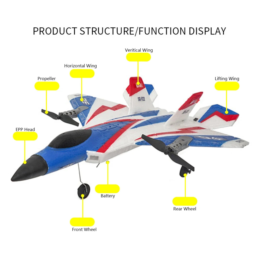 SZWDSE F22 Stunts Plane - 2.4G Remote Control 3D Glider for Kids