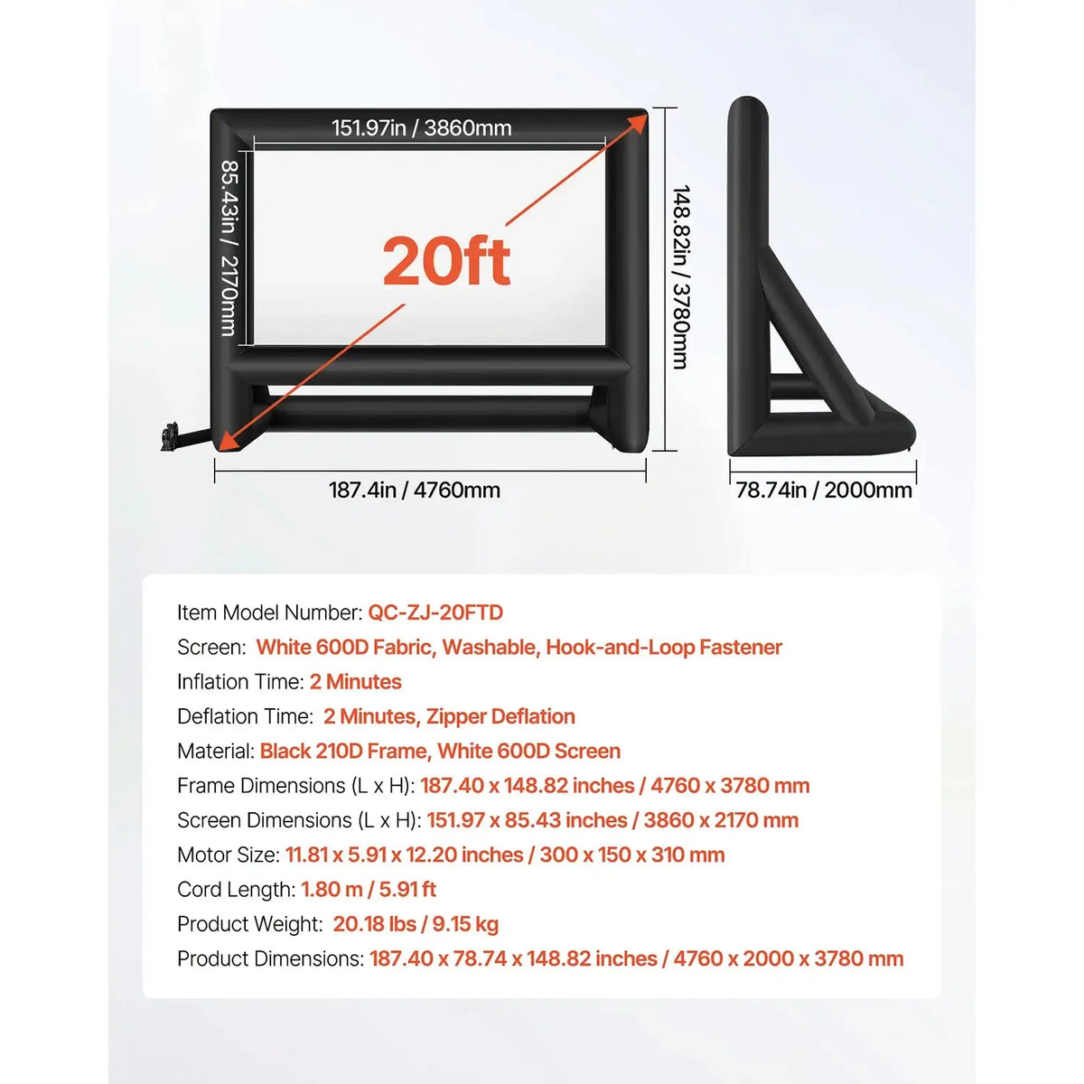 Inflatable Projector Screen 14 To 20 Ft Outdoor 20FT / france