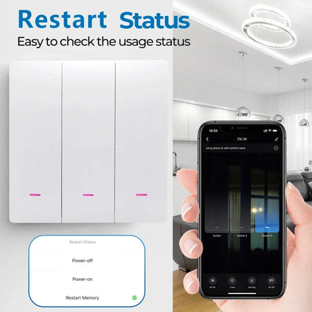 Tuya Smart WiFi Wall Light Switch &ndash; Push Button Control with/No Neutral Wire