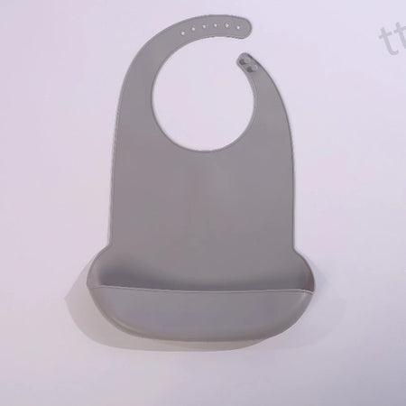 Silicone Baby Bib &ndash; Soft Material for Easy Cleaning big grey