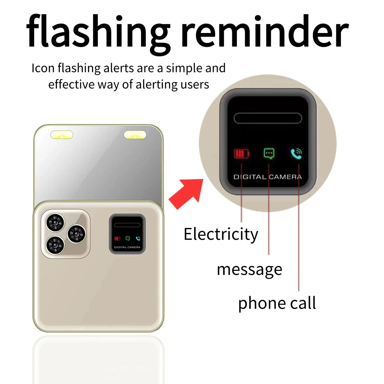 Rotatable Cute Mini Slider Phone &ndash; Two Torch Lights