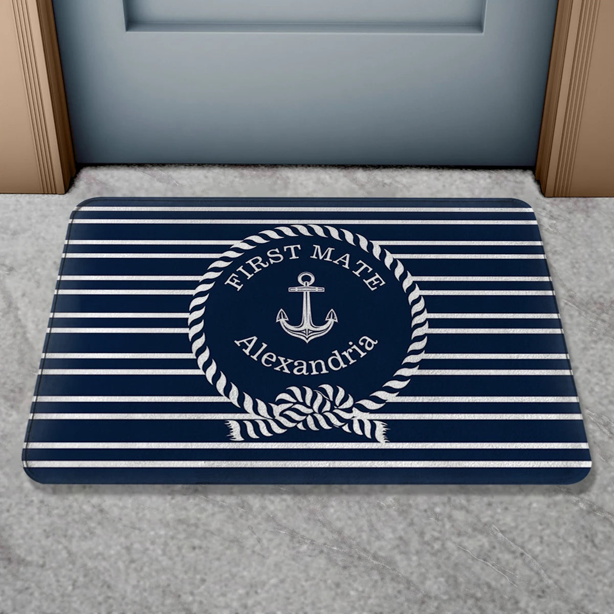 Custom Boat Name Non Slip Nautical Theme Doormat | Personalized Bath Rug