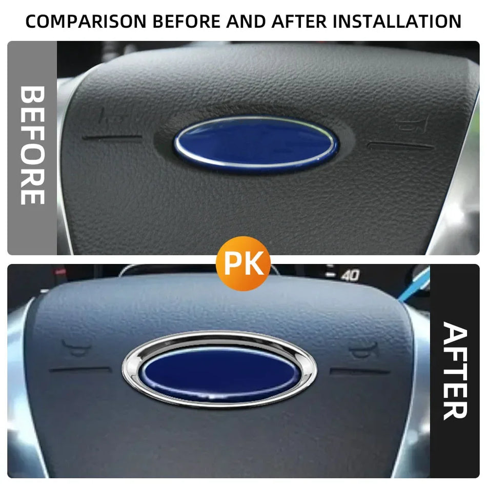 Copertura Adesiva Anello Centrale Volante Ford Focus Mk3 E C-Max, ABS, Argento