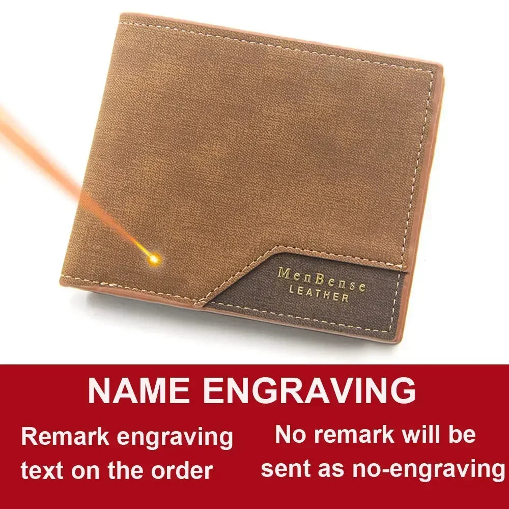 Personalised Classic Short Wallet with Coin Pocket for Men Brown1 Name