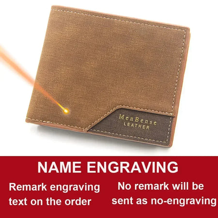 Personalised Classic Short Wallet with Coin Pocket for Men Brown1 Name