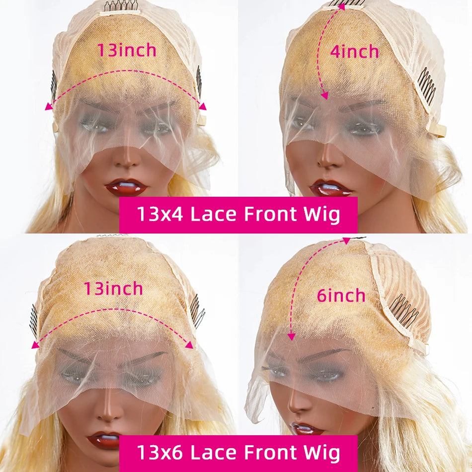 SYLPHAIR 13x4 Honey Blonde Body Wave Human Hair Lace Frontal Wig 200 Density