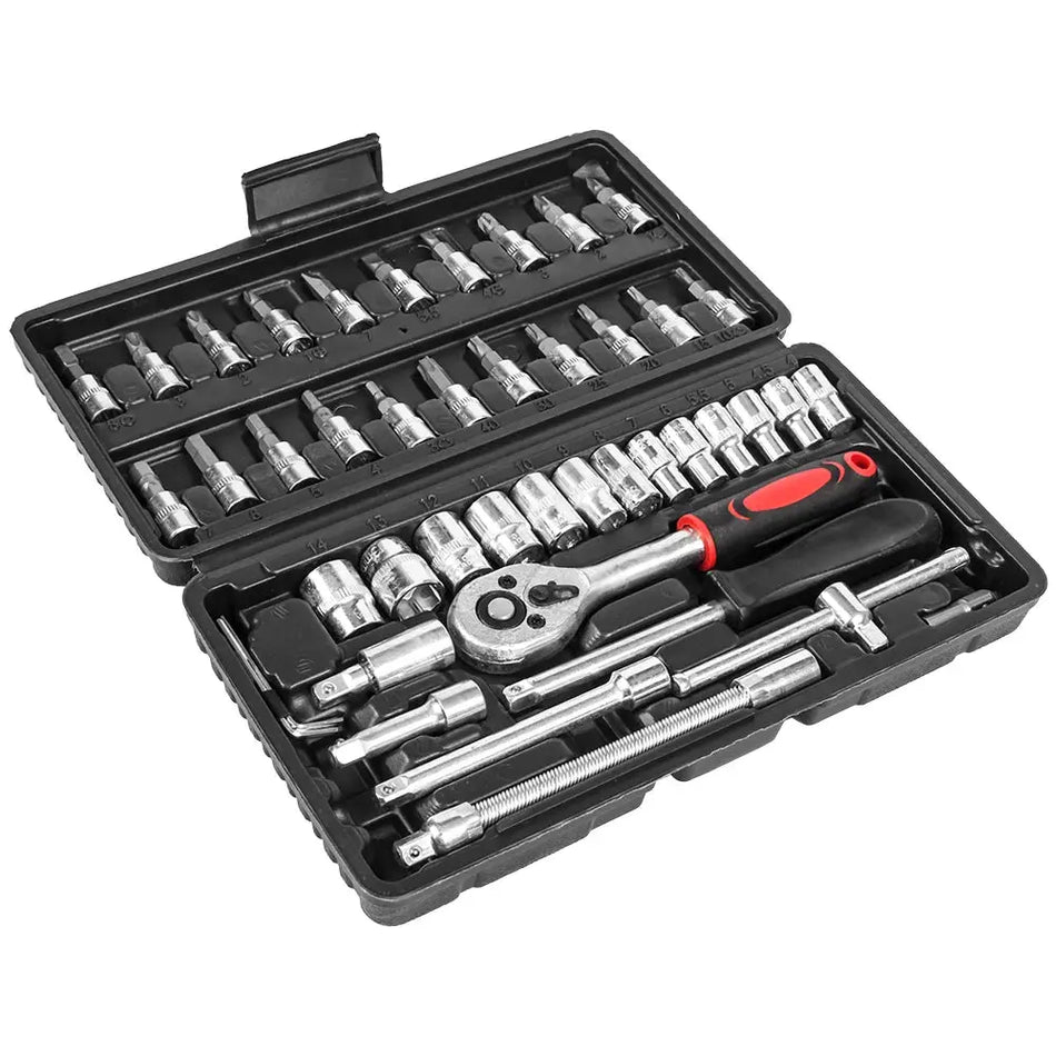 For YAMAHA For HONDA 46 Piece/Set Car Repair Tool Kit 1/4-Inch Socket Bike Motorcycle Repair Ratchet Torque Wrench Combo by InterCyprus Trading Ltd