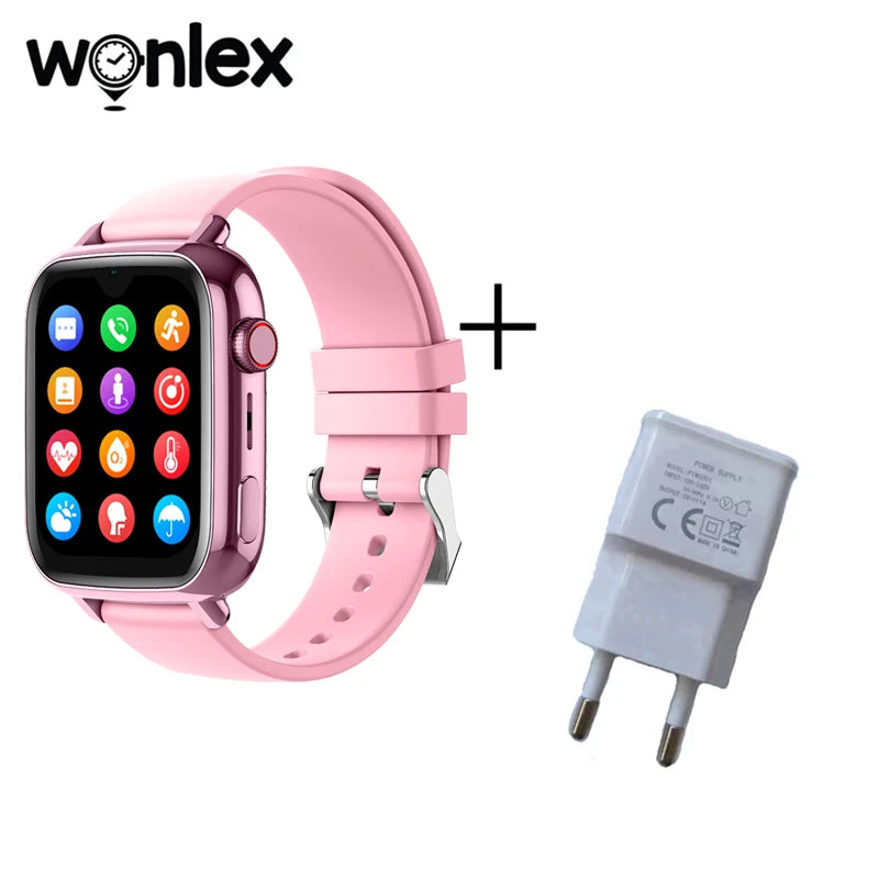 Wonlex 4G Kids Smart Watch with GPS, Video Call, and SOS Tracker pink and plug