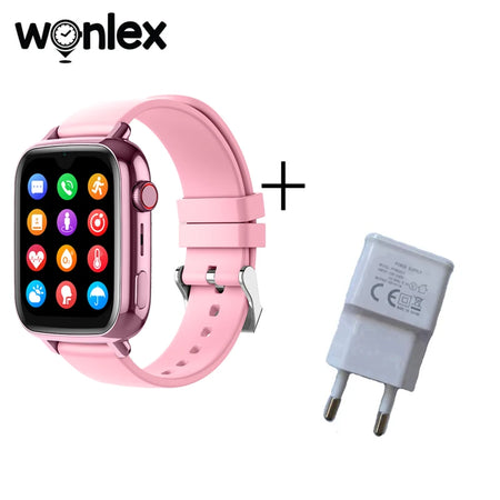 Wonlex 4G Kids Smart Watch with GPS, Video Call, and SOS Tracker pink and plug