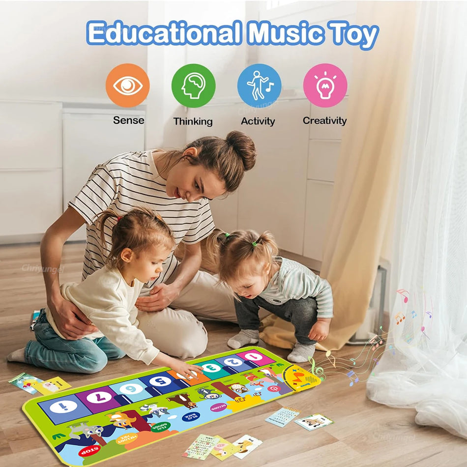 Kids Piano Dance Mat 80x30cm with Demo Songs, Floor Keyboard Musical Carpet for Toddlers and Birthday Gifts