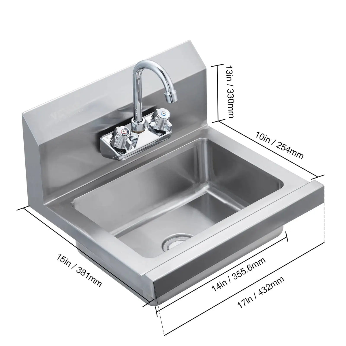 Stainless Steel Wall Mount Hand Sink With Faucet No baffle / france