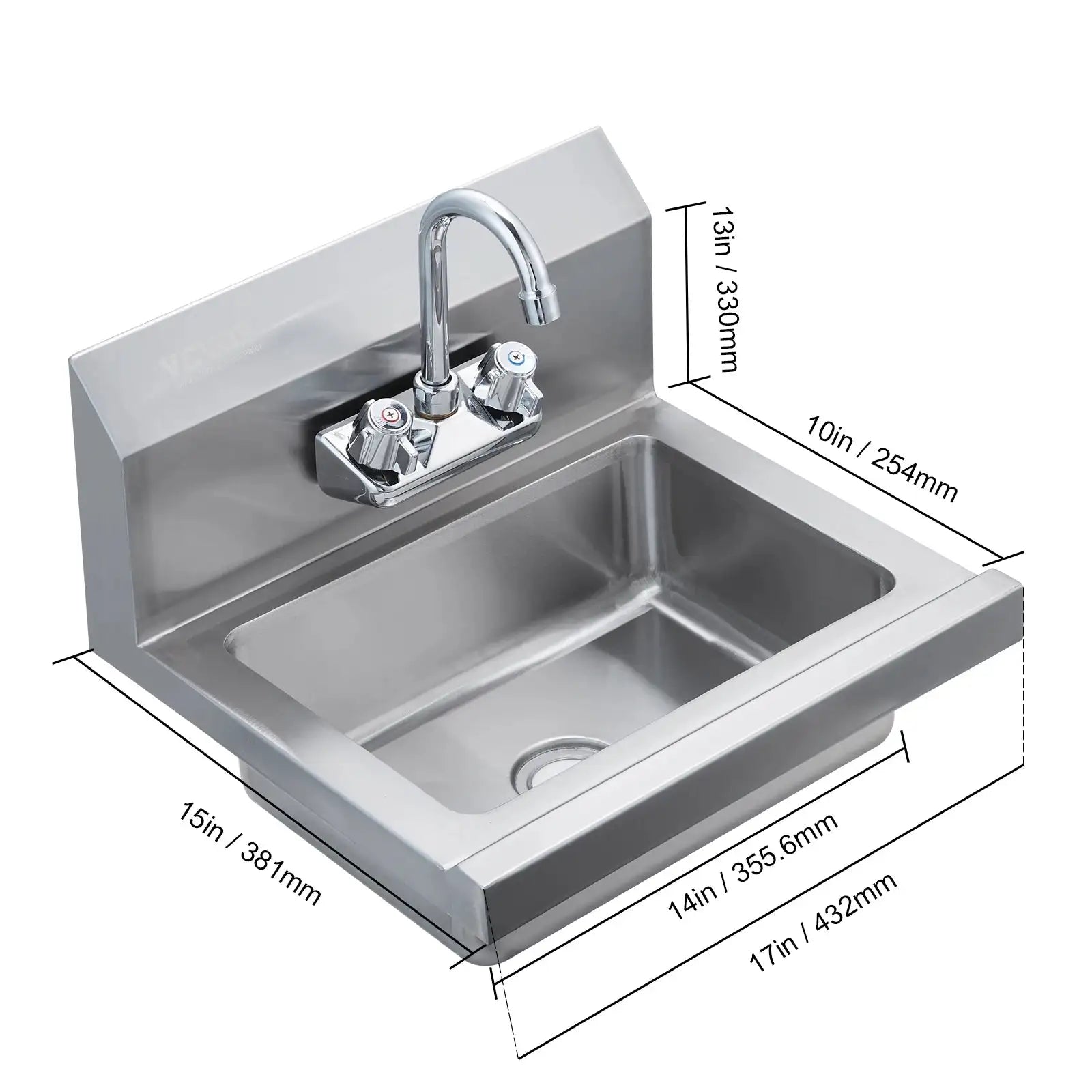 Stainless Steel Wall Mount Hand Sink With Faucet No baffle / france