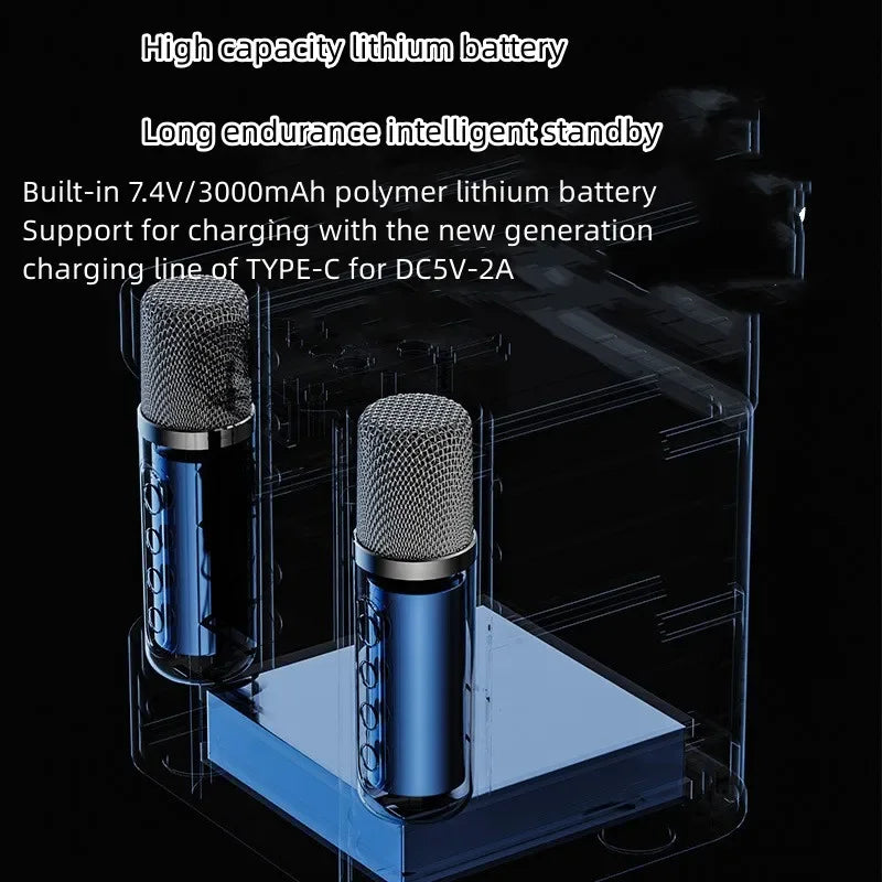 YS-203 Dual Microphone Karaoke Machine - Dual Wireless Mics
