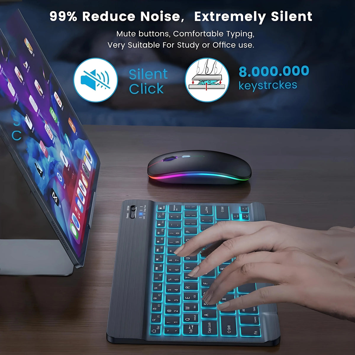 RGB Bluetooth Wireless Keyboard Mini Backlit &ndash; Rechargeable