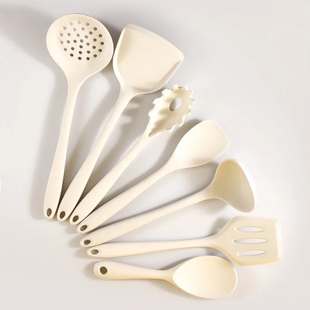 7Pcs Silicone Kitchenware Set &ndash; Heat-Resistant and Eco-Friendly 7Pcs Beige