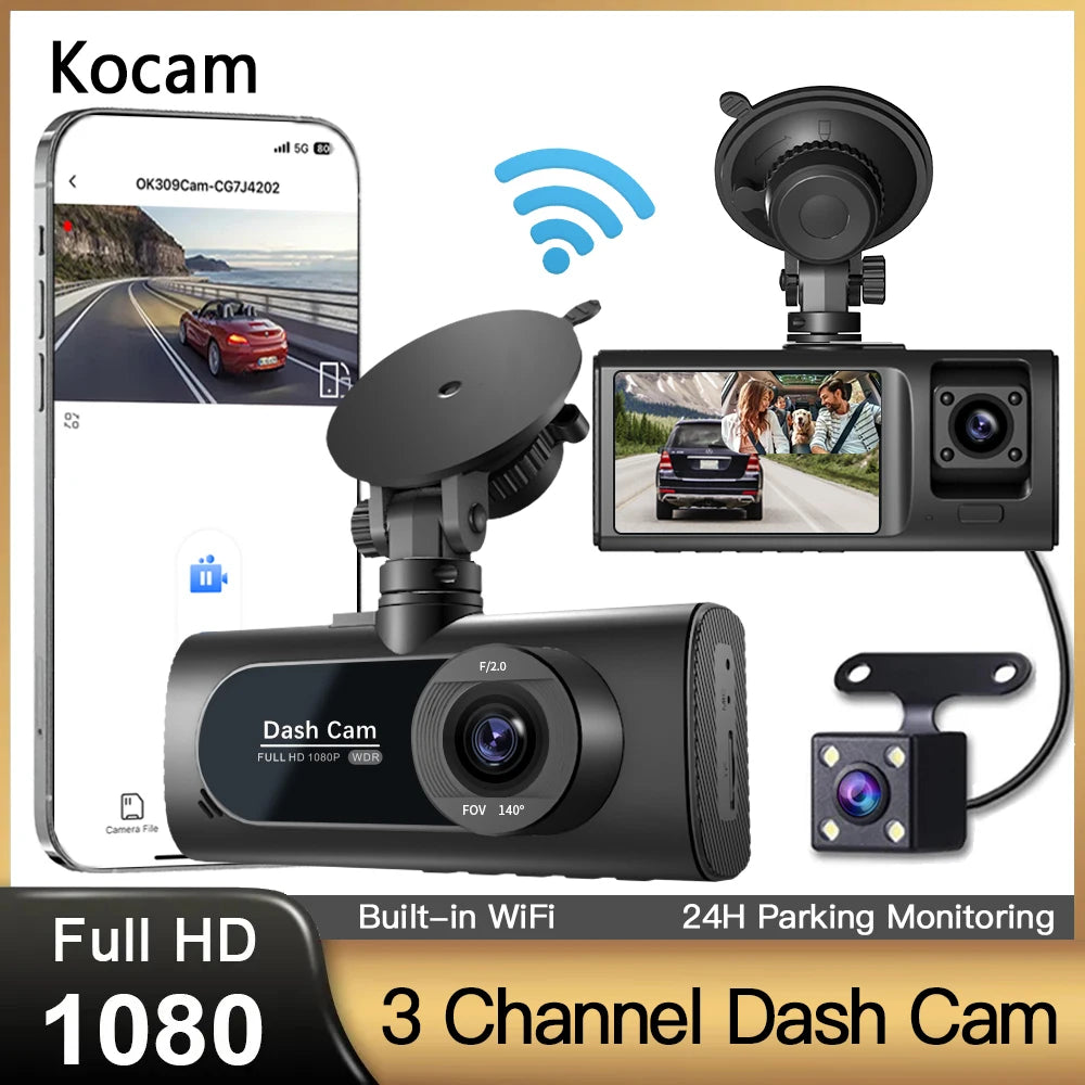3 Channel WiFi Car DVR HD 1080P &ndash; Triple Lens Full Coverage Recording