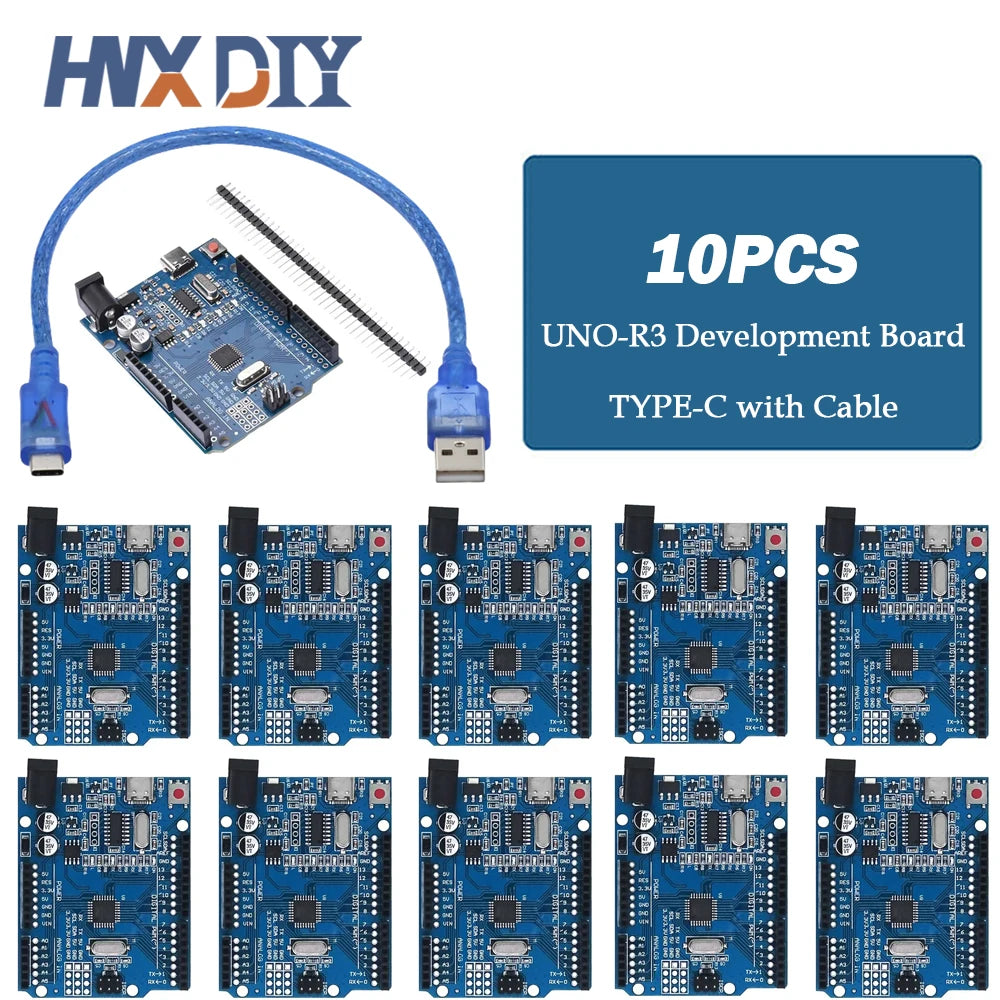UNO R3 Development Board &ndash; High-Performance ATMEGA328P Microcontroller 10PCS-TYPE-C-Cable