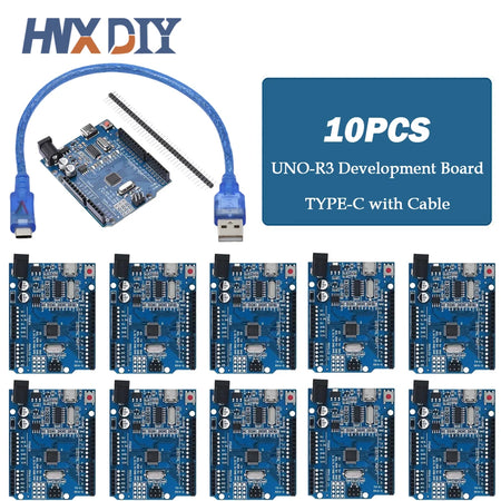 UNO R3 Development Board &ndash; High-Performance ATMEGA328P Microcontroller 10PCS-TYPE-C-Cable