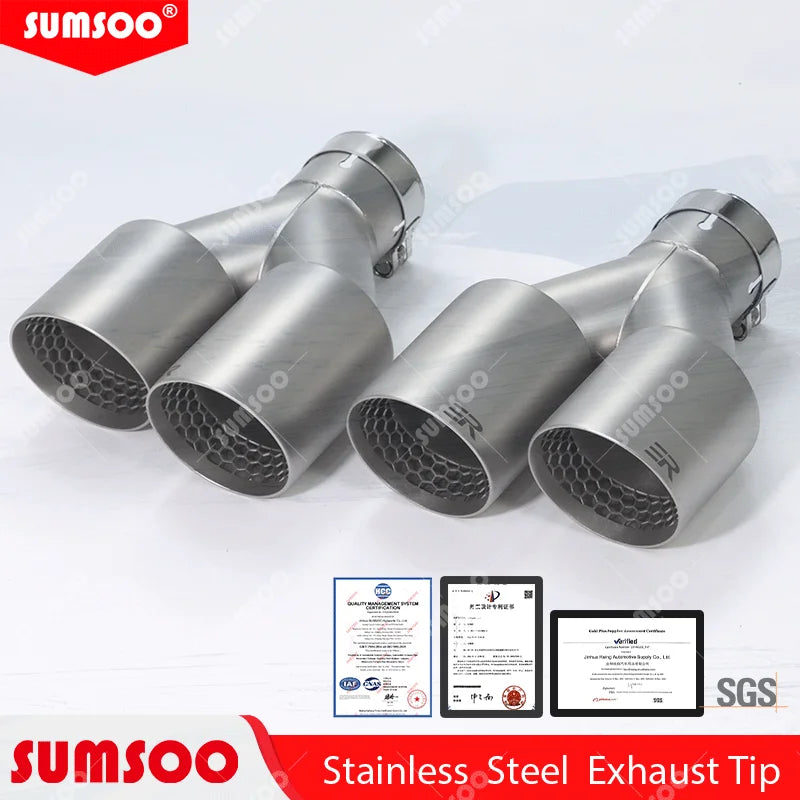 Διπλό Ματ Άκρο Σιγαστήρα από Ανοξείδωτο Χάλυβα 60-63mm Καθολικό