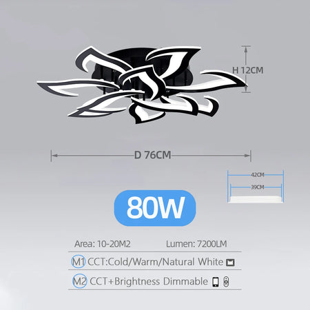 IRALAN Smart Acrylic Ceiling Light &ndash; Stepless Dimming Black 10 Heads / spain / APP With RC Dimmable