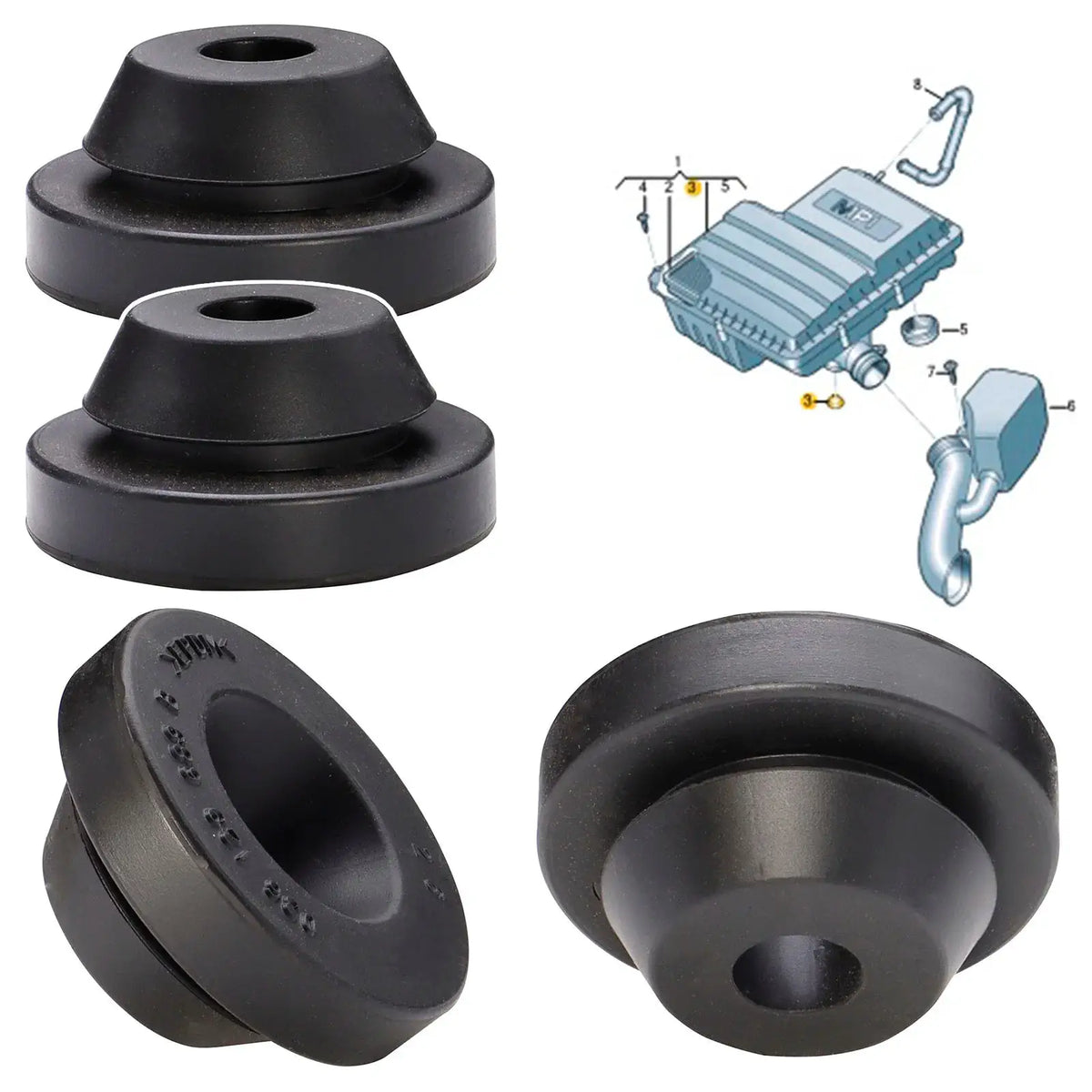 4pcs Air Filter Cleaner Buffer Housing Rubber Engine Cover Stop Mount 036129689B For AUDI A1 S1 A2 A3 8P A6 S6 Q3 8U RS3 RS6 TT by InterCyprus Trading Ltd