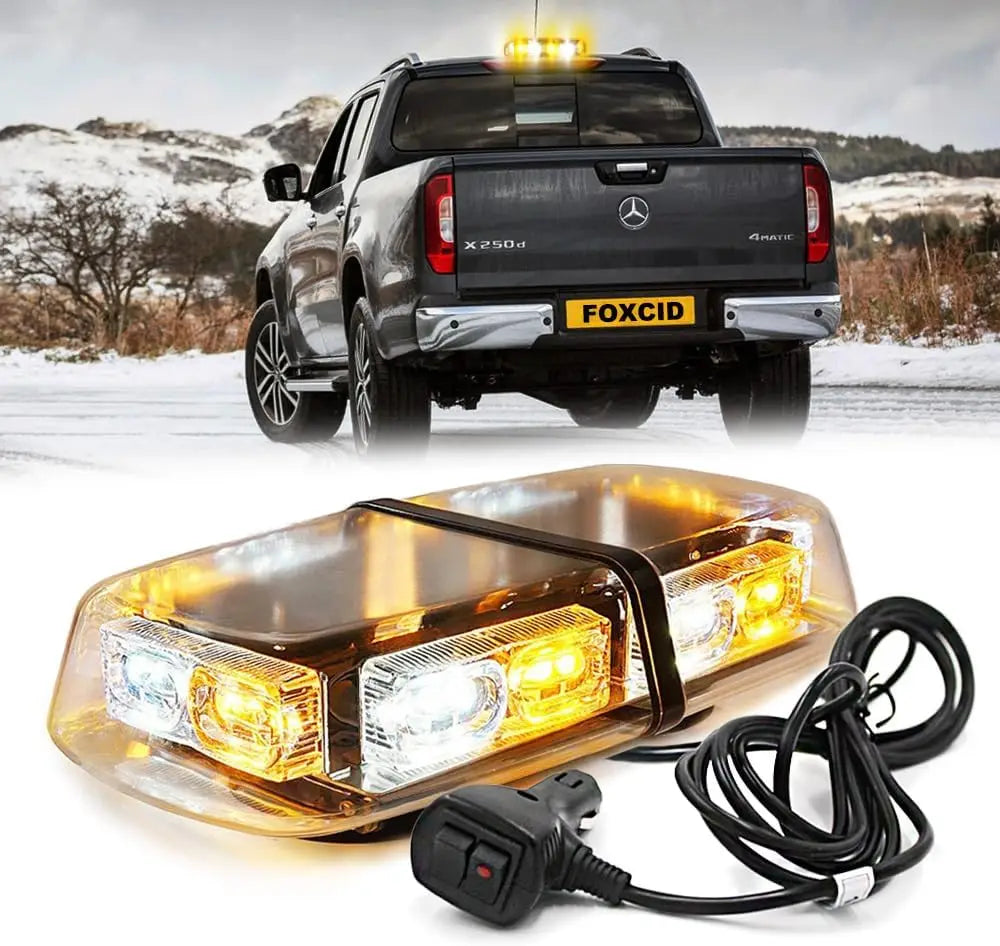 12 Inch 36 LED Emergency Strobe Light Bar &ndash; Magnetic Mount Yellow and White 1
