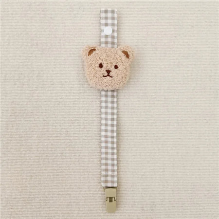 Cute Bear Pacifier Clip Chain for Infants Beige