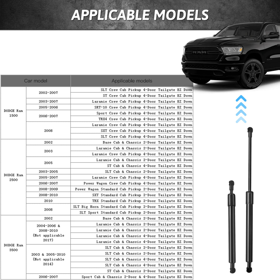 Газови пружини за задната врата за Dodge Ram 1500 2500 3500 2009-2017 подемници с висока товароносимост