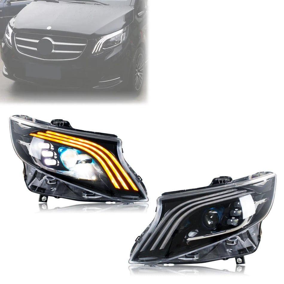 LED фарове за Mercedes Benz Vito Metris с последователен мигач, проектор