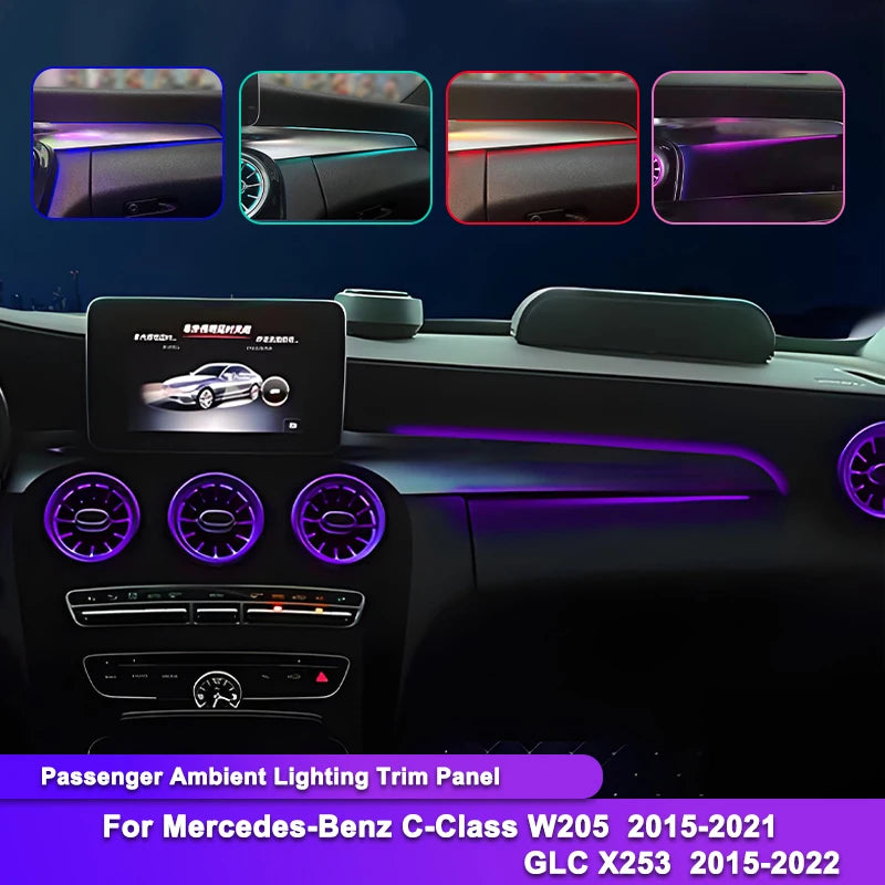 Mercedes-Benz W205 GLC X253 RGB Ambientna LED Trakasta Osvetlitev, ABS, 12 do 64 Barv